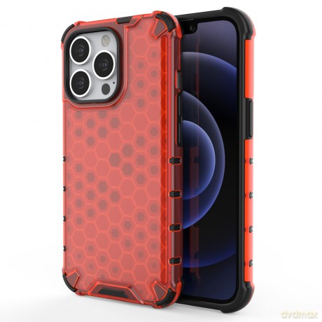 Honeycomb etui pancerny pokrowiec z żelową ramką iPhone 13 Pro czerwony