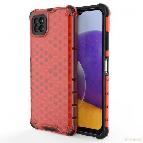 Honeycomb etui pancerny pokrowiec z żelową ramką Samsung Galaxy A22 5G czerwony