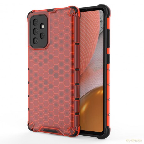 Honeycomb etui pancerny pokrowiec z żelową ramką Samsung Galaxy A72 4G czerwony
