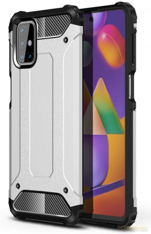 Hybrid Armor pancerne hybrydowe etui pokrowiec Samsung Galaxy M31s srebrny
