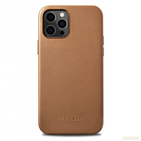 iCarer Case Leather pokrowiec etui z naturalnej skóry do iPhone 12 mini brązowy (WMI1215-BN) (kompatybilne z MagSafe)