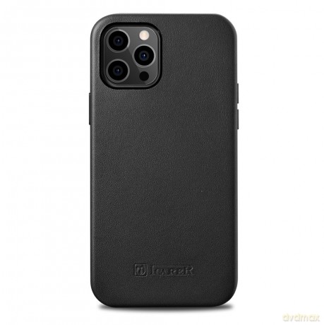 iCarer Case Leather pokrowiec etui z naturalnej skóry do iPhone 12 mini czarny (WMI1215-BK) (kompatybilne z MagSafe)