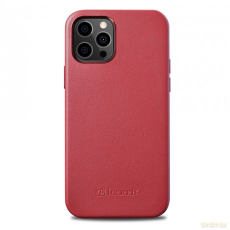 iCarer Case Leather pokrowiec etui z naturalnej skóry do iPhone 12 mini czerwony (WMI1215-RD) (kompatybilne z MagSafe)