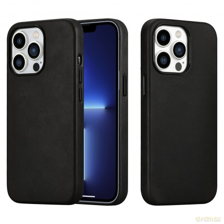 iCarer CH Leather case do iPhone 13 Pro etui skórzane (kompatybilne z MagSafe) czarny (ALI1209-BK)