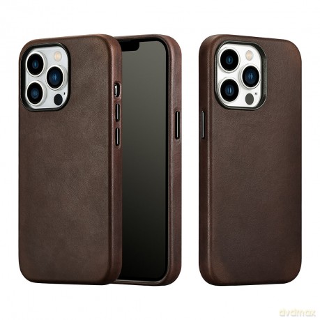iCarer CH Leather case do iPhone 13 Pro Max etui skórzane (kompatybilne z MagSafe) brązowy (ALI1210-CO)