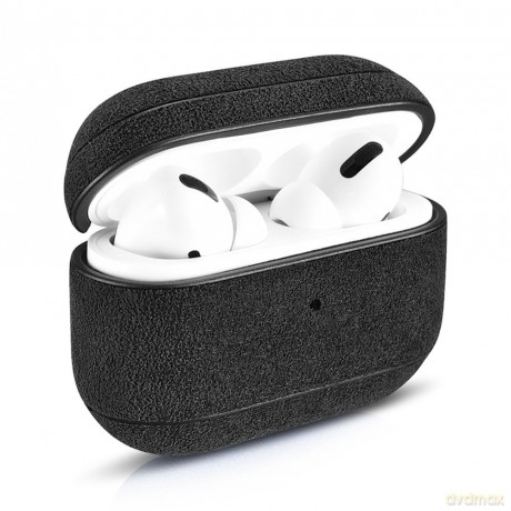iCarer Leather Alcantara etui z naturalnej skóry do AirPods Pro czarny (WMAP006-BK)