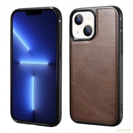 iCarer Leather Oil Wax etui pokryte naturalną skórą do iPhone 13 mini (kompatybilne z MagSafe) brązowy (ALI1211-BN)