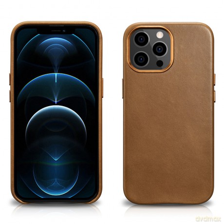 iCarer Leather Oil Wax etui pokryte naturalną skórą do iPhone 13 Pro brązowy (kompatybilne z MagSafe) (WMI1303-BN)