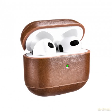iCarer Leather Vintage etui z naturalnej skóry do AirPods 3 brązowy (IAP056-BN)