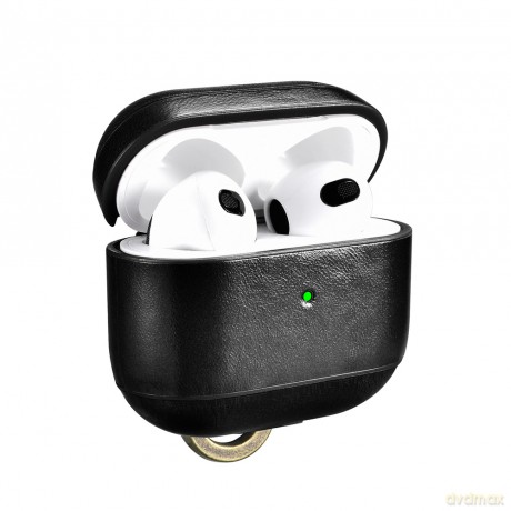 iCarer Leather Vintage etui z naturalnej skóry do AirPods 3 czarny (IAP057-BK)
