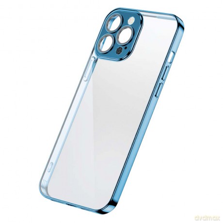 Joyroom Chery Mirror Case etui pokrowiec do iPhone 13 Pro obudowa z metaliczną ramką niebieski (JR-BP908 sea blue)