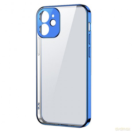 Joyroom New Beauty Series ultra cienkie przezroczyste etui z metaliczną ramką do iPhone 12 ciemno-niebieski (JR-BP742)