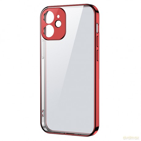 Joyroom New Beauty Series ultra cienkie przezroczyste etui z metaliczną ramką do iPhone 12 mini czerwony (JR-BP741)