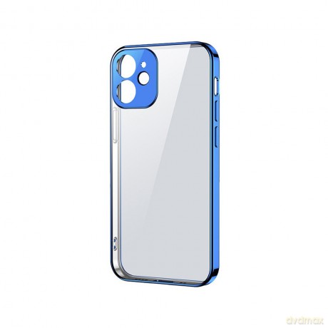 Joyroom New Beauty Series ultra cienkie przezroczyste etui z metaliczną ramką do iPhone 12 Pro ciemno-niebieski (JR-BP743)