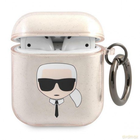 Karl Lagerfeld KLA2UKHGD AirPods cover złoty/gold Glitter Karl`s Head
