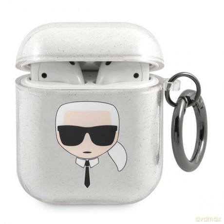 Karl Lagerfeld KLA2UKHGS AirPods cover srebrny/silver Glitter Karl`s Head