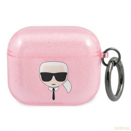 Karl Lagerfeld KLA3UKHGP AirPods 3 cover różowy/pink Glitter Karl`s Head