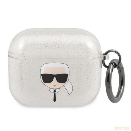 Karl Lagerfeld KLA3UKHGS AirPods 3 cover srebrny/silver Glitter Karl`s Head