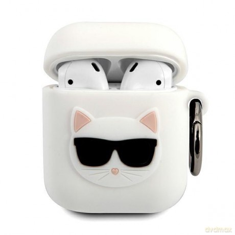Karl Lagerfeld KLACA2SILCHWH AirPods cover biały/white Silicone Choupette