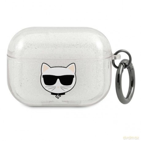 Karl Lagerfeld KLAPUCHGS AirPods Pro cover srebrny/silver Glitter Choupette