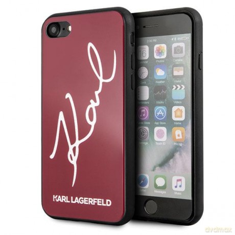 Karl Lagerfeld KLHCI8DLKSRE iPhone 7/8 SE 2020 czerwony/red hard case Signature Glitter