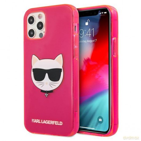 Karl Lagerfeld KLHCP12MCHTRP iPhone 12/12 Pro 6,1" różowy/pink hardcase Glitter Choupette Fluo