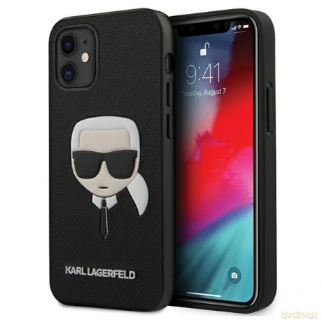Karl Lagerfeld KLHCP12MSAKHBK iPhone 12/12 Pro 6,1" czarny/black hardcase Saffiano Ikonik Karl`s Head