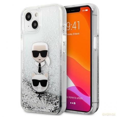 Karl Lagerfeld KLHCP13MKICGLS iPhone 13 6,1" srebrny/silver hardcase Liquid Glitter Karl&Choupette Head