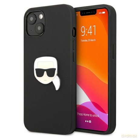 Karl Lagerfeld KLHCP13SPKMK iPhone 13 mini 5,4" czarny/black hardcase Leather Ikonik Karl`s Head Metal