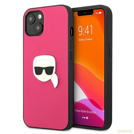 Karl Lagerfeld KLHCP13SPKMP iPhone 13 mini 5,4" różowy/pink hardcase Leather Ikonik Karl`s Head Metal