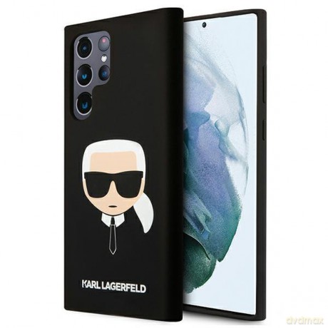 Karl Lagerfeld KLHCS22LSLKHBK S22 Ultra S908 czarny/black hardcase Silicone Karl`s Head