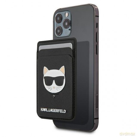 Karl Lagerfeld KLWMSCHSFBK Wallet Card Slot Saffiano Choupette Head MagSafe czarny/black