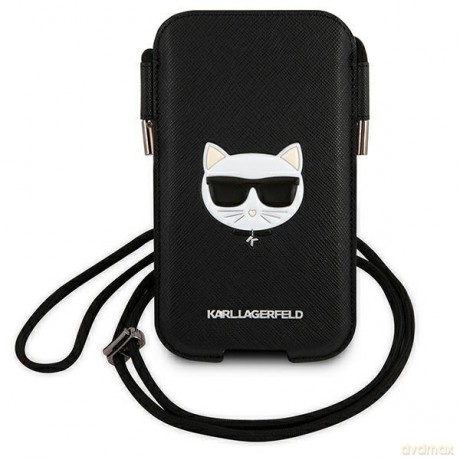 Karl Lagerfeld Torebka KLHCP12LOPHCHK 6,7" czarny/black hardcase Saffiano Ikonik Choupette Head
