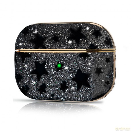 Kingxbar Black Star Case błyszczące brokatowe kryształowe etui do AirPods Pro czarny