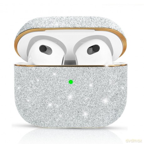 Kingxbar Bling Pods Case etui do AirPods 3 brokatowa obudowa pokrowiec na słuchawki srebrny