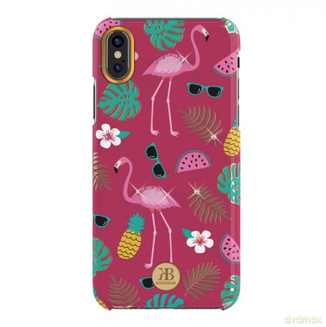 Kingxbar Blossom etui ozdobione oryginalnymi Kryształami Swarovskiego iPhone XS Max różowy