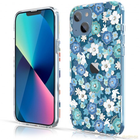 Kingxbar Brilliant Series przezroczyste żelowe etui z Kryształami Swarovskiego iPhone 13 niebieski