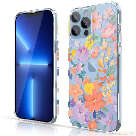 Kingxbar Brilliant Series przezroczyste żelowe etui z Kryształami Swarovskiego iPhone 13 Pro różowy