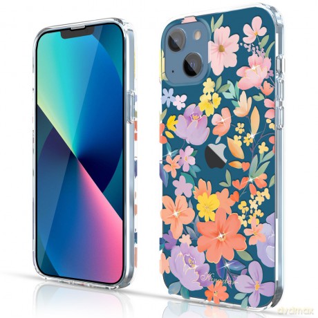 Kingxbar Brilliant Series przezroczyste żelowe etui z Kryształami Swarovskiego iPhone 13 różowy