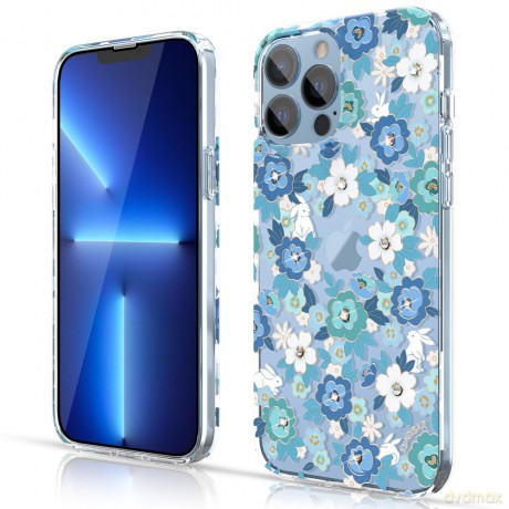 Kingxbar Brilliant Series żelowe etui z Kryształami Swarovskiego iPhone 13 Pro niebieski