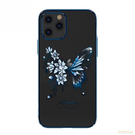 Kingxbar Butterfly Series błyszczące etui ozdobione oryginalnymi Kryształami Swarovskiego motyle iPhone 12 Pro Max niebieski