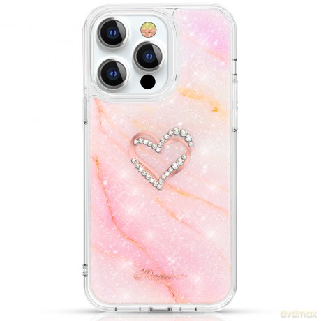 Kingxbar Epoxy Series etui z Kryształami Swarovskiego iPhone 13 Pro Max marmurowy