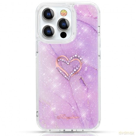 Kingxbar Epoxy Series etui z Kryształami Swarovskiego iPhone 13 Pro Max marmurowy