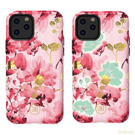 Kingxbar Forest świecące w ciemności etui ozdobione oryginalnymi Kryształami Swarovskiego iPhone 11 Pro Max różowy