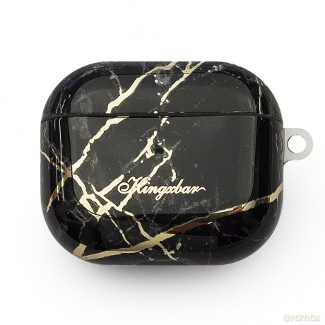 Kingxbar Marble Pods Case etui do AirPods 3 marmurowa obudowa pokrowiec na słuchawki czarny