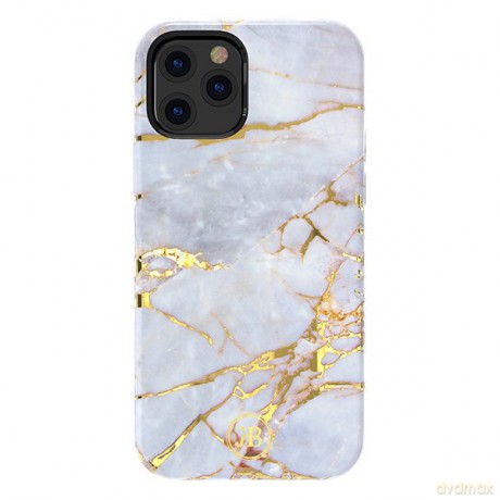Kingxbar Marble Series eleganckie etui pokrowiec z nadrukiem marmur iPhone 12 Pro Max białobłękitny