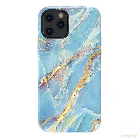 Kingxbar Marble Series eleganckie etui pokrowiec z nadrukiem marmur iPhone 12 Pro Max niebieski