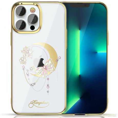 Kingxbar Moon Series luksusowe etui z Kryształami Swarovskiego na iPhone 13 Pro Max złoty (Butterfly)