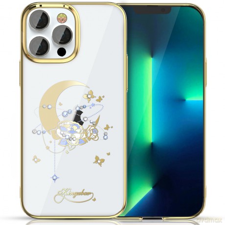 Kingxbar Moon Series luksusowe etui z Kryształami Swarovskiego na iPhone 13 Pro Max złoty (Flower)