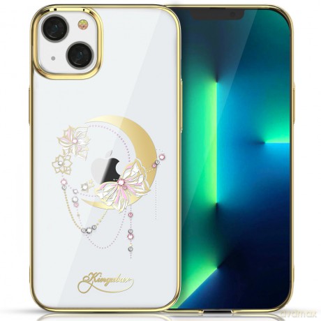 Kingxbar Moon Series luksusowe etui z Kryształami Swarovskiego na iPhone 13 złoty (Butterfly)
